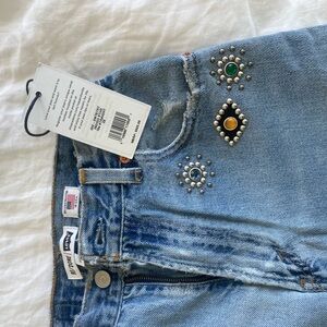 Redone Levi's Blue Embellished Women's Jeans